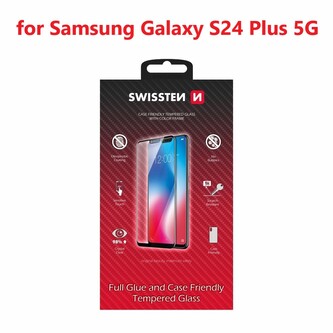 SKLO SWISSTEN FULL GLUE, COLOR FRAME, CASE FRIENDLY PRO SAMSUNG GALAXY S24 ULTRA 5G ČERNÉ