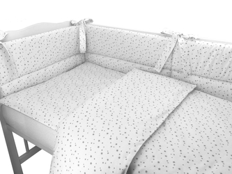 3-dílná sada Mantinel s povlečením Mini Hvězdičky, bílá/šedá; 120x90