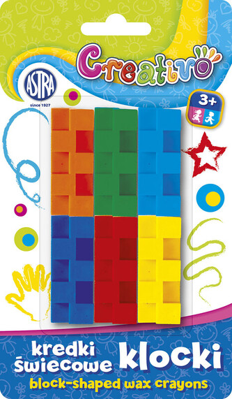 Kredki świecowe - klocki 6 kolorów ASTRA