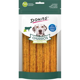 Dokas Churros s hovězími játry, batáty a moučnými červy 150 g