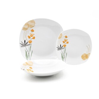 HOME ELEMENTS Jídelní set 6ks talíř,6ks polévkový talíř,6ks dezertní talíř,Janovec