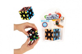 Kostka skládací hlavolam plast 6x6cm na kartě 14x19x9cm