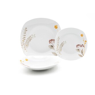 HOME ELEMENTS Jídelní set 6ks talíř,6ks polévkový talíř,6ks dezertní talíř,Jeřabiny