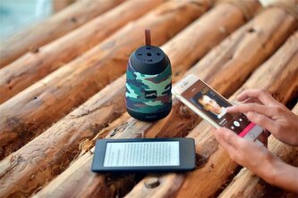 Reproduktor a power banka "BTS061", camouflage, přenosný, Bluetooth 5.0, ENERGIZER BTS061-C