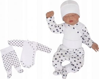 Z&Z 2-dílná soupravička, body dl.rukáv, polodupačky Hvězdičky, bílá/granát; 50 (0-1m)