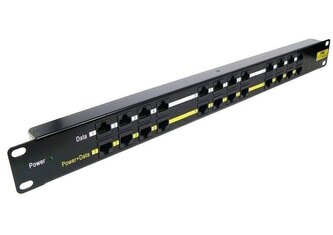 POE Patch panel/ UTP cat.5e 12p/ 1U/ Black (provedení 19" rack)