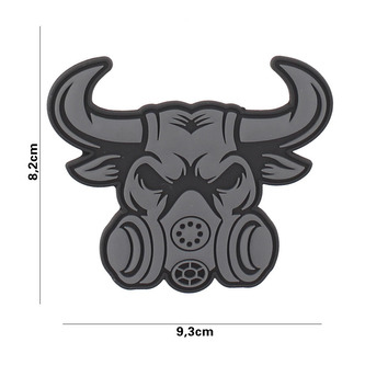 Gumová nášivka 101 Inc Gasmask Bull - šedá