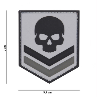 Gumová nášivka 101 Inc Belgium Skull - šedá