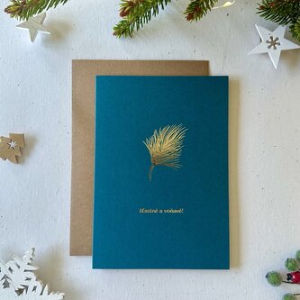 Be Nice Eko vánoční přání s obálkou - V jehličí petrolejové