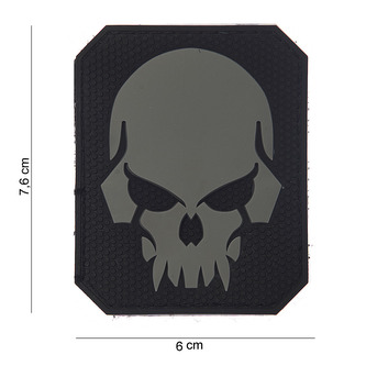 Gumová nášivka 101 Inc Pirate Skull - šedá