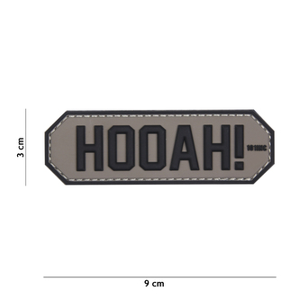 Gumová nášivka 101 Inc nápis Hooah! - šedá
