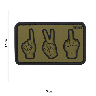 Gumová nášivka 101 Inc One, Two, Fuck You - olivová