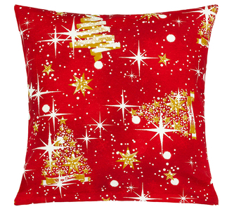Povláček Vánoce - Stromek vánoční červená, zlatá - 45x45 cm