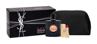 Yves Saint Laurent Black Opium parfémovaná voda 50 ml + rtěnka Rouge Pur Couture 1,3 ml odstín 1 + kosmetická taška