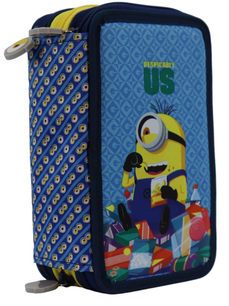 Trojité školní pouzdro Minions|Mimoni: My, padouši (12 x 20 x 7 cm)