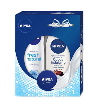 Nivea Cocoa Indulging tělové mléko 250 ml + antiperspirant Fresh Natural 48H 150 ml + univerzální krém 30 ml