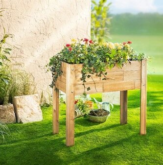 Dřevěný vyvýšený záhon Premium 73 x 73 x 35 cm, přírodní borovice