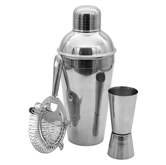 Šejkr nerez, sítko, odměrka - barmanský set  MEYERHOFF