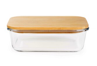 Skleněná dóza | BAMBOU | sklo s bambusovým víkem | 17x12 cm | 890913 Homla