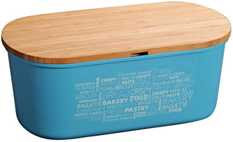 KESPER Plastový chlebník s prkénkem, modrý