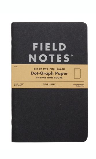 Field Notes FN-35 Pitch Black Dot-Graph Note Book poznámkový blok, čierna, 64 strán, 2-balenie