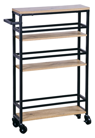 KESPER Police do výklenku, pojízdný regál, bambus, kov 50 x 15 x 81 cm