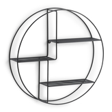 ZELLER Nástěnná polička kulatá černá průměr 55cm, hloubka 12cm