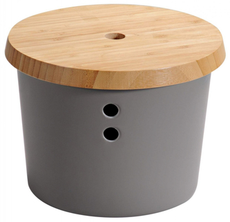 KESPER Dóza z umělé hmoty s víkem z masivního bambusu, průměr 19 cm, výška 15,5 cm