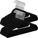 SONGMICS Sametová ramínka černá 50ks, otočný háček stříbrná 43x22x0,6cm