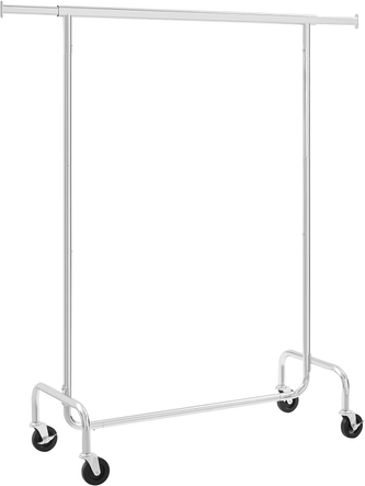 SONGMICS Závěsný stojan na kolečkách 110-150x45x160cm, stříbrný, chromovaný