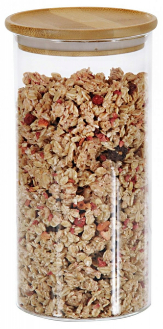 KESPER Skleněná dóza na potraviny s bambusovým víkem, průměr 10 cm, výška 20 cm