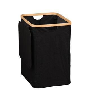 KESPER Koš na špinavé prádlo černý, bambus, polyester 41 x 50 x 33cm