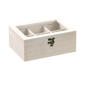 KESPER Box na čaj, bambus bílá glazura, 21,5 x 9 x 16 cm