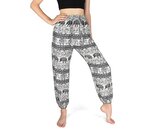 Kalhoty jóga SAKCHAI, krémové, sloni, tmavě modrý potisk S