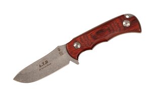Muela ATB-9R lovecký nôž 8,5 cm, Stonewash, koralové drevo Pakka, kožené puzdro