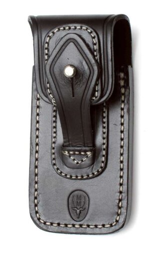 Muela F/NAVALIA-NEG čierne kožené puzdro s prackou pre zatváracie nože Navalia