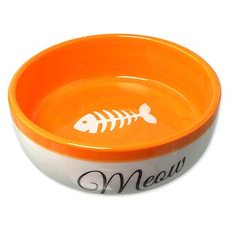 Miska Magic Cat keramická bílá/oranžová Meow 13,4x4cm, 170ml