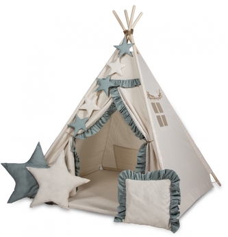 Stan pro děti týpí + výbava STAR - sv. béžová/mátová