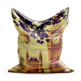 Sedací vak Classic Londýn Big Ben Flowers: 150x100 cm