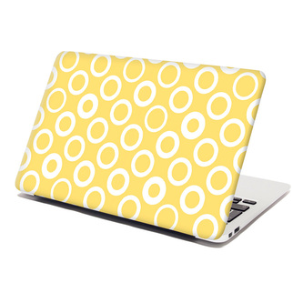 Samolepka na notebook Bílé kruhy na žluté: 38x26 cm