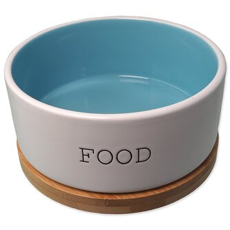 Miska Dog Fantasy keramická FOOD bílá/modrá s podtáckem 16x6,5cm, 850ml