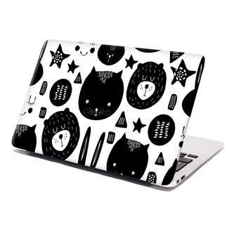 Samolepka na notebook Kočička a medvěd: 38x26 cm