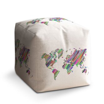 Taburet Cube Barevné světadíly: 40x40x40 cm