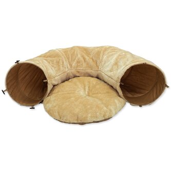 Tunel Magic Cat plyš tvar U s polštářkem béžový 95x26cm