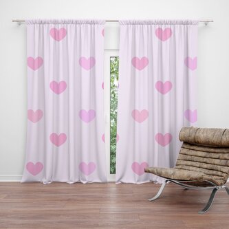 Závěs Růžové srdce: 2ks 140x250cm