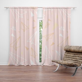 Závěs Zlaté a bílé vlaštovky: 2ks 140x250cm