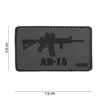 Gumová nášivka 101 Inc zbraň AR-15 - šedá