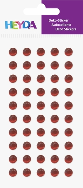 Samolepky kamínky kulaté rudé 50ks