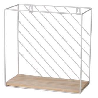 DOCHTMANN Nástěnná police čtverec 28 x 28 x 14cm, kov, dřevo, bílá