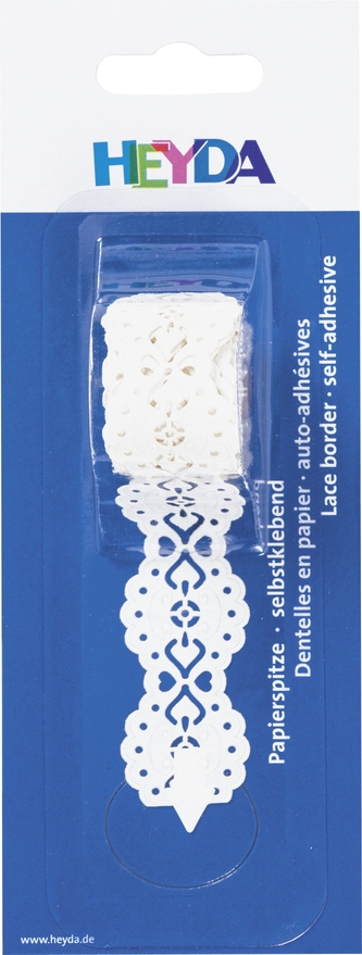 Bílá papírová samolepicí krajka baroko: délka 2m, šíře 24mm